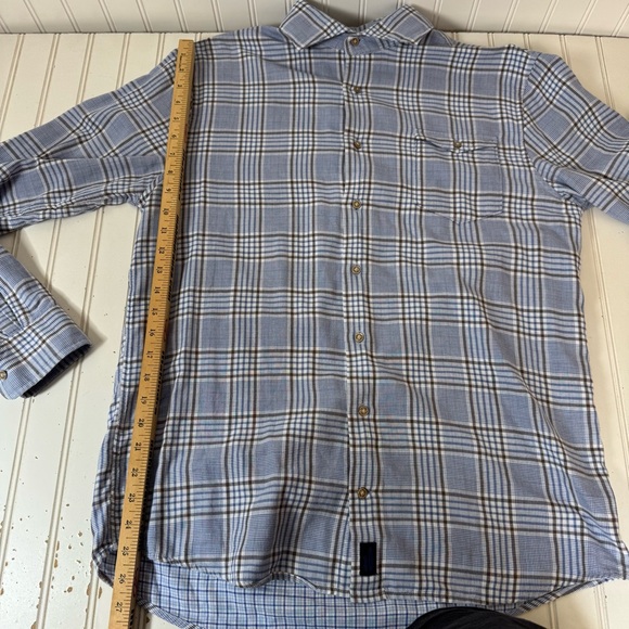 Jonnie - O Shirt Button Front Men Sz. Medium Blue Plaid Long Sleeve‎ 100% Cotton - Picture 8 of 12